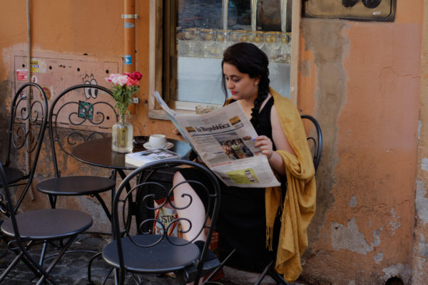 Who is Italophilia- That's me in Rome, trying to read the Italian newspaper La Repubblica