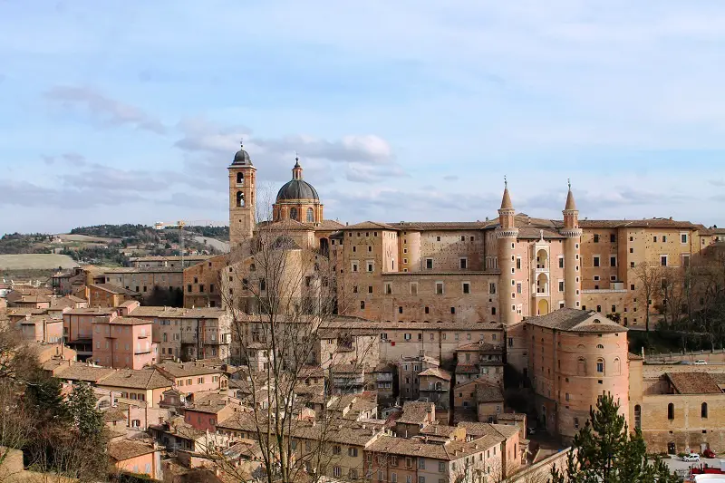 Urbino is a walled hill top town in Italy